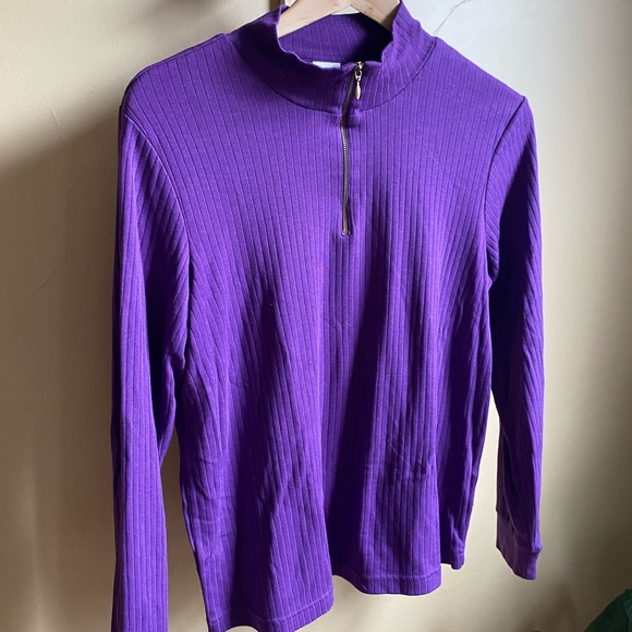 Vibrant purple retro quarter zip - Picture 1 of 3